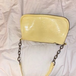 Y2k yellow shoulder bag with chain detail